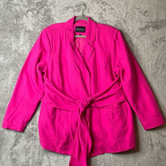 ELOQUII Blazer Linen Blend Barbie Pink Size 18 - Picture 3 of 11